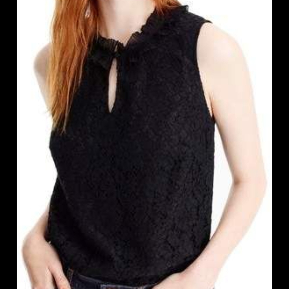 J. Crew Black Lace Keyhole Blouse